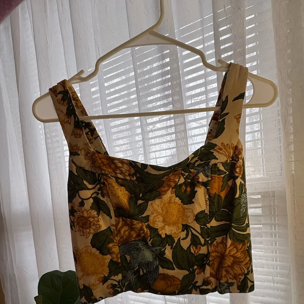 Y2K🌼Abercrombie & Fitch Floral Crop Top - floral Cream and Green - Picture 5 of 5